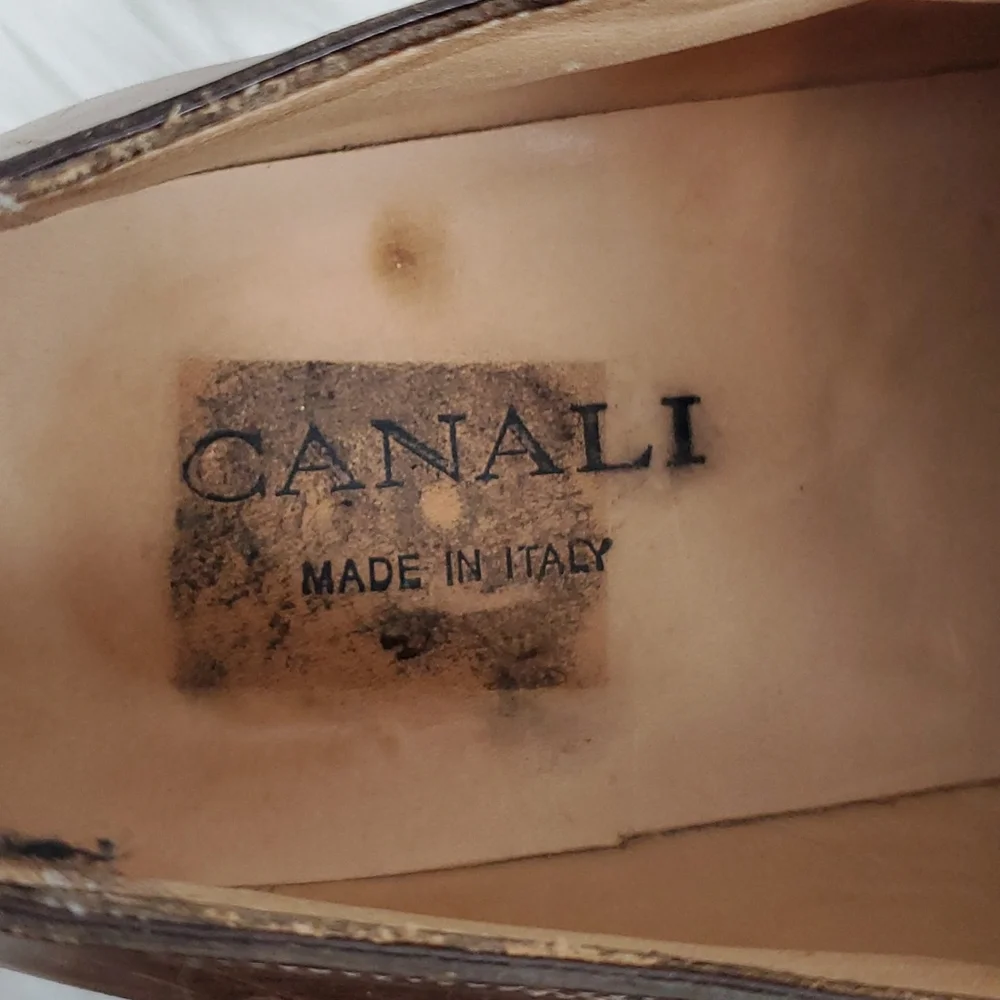 Canali Brown Leather Oxford Buckle Shoes 45.5 11.5  Made Italy Designer Dress